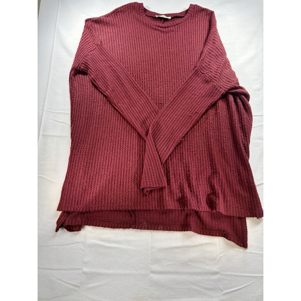 Zenana Maroon Knit Crew Neck Pullover Sweater Long Sleeve Regular M